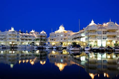 Marina Area at Night, Benalmadena, Spain. Stock Photo - Image of apartment, dusk: 24513102