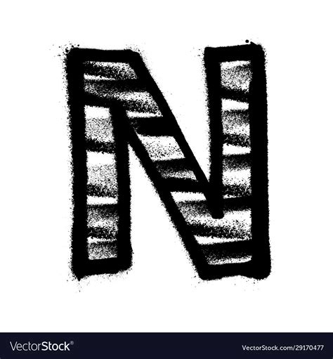 Letter n graffiti alphabet with spray lines Vector Image