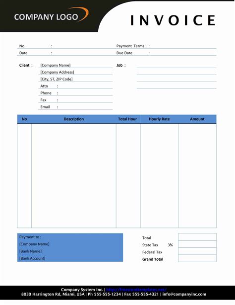 Printable Invoice Templates Free