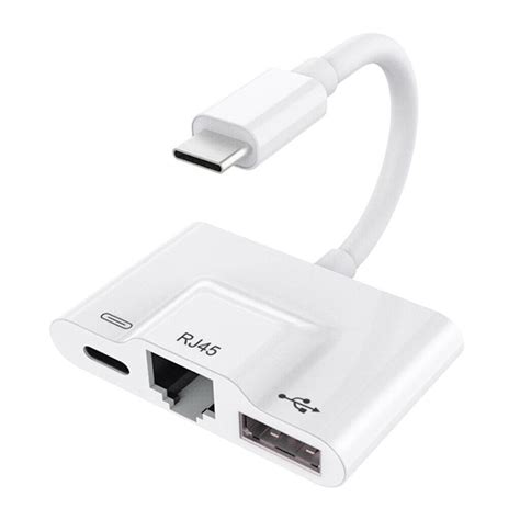 Type C 3A Fast Charge 3 In1 Splitter USB-C To USB-C RJ-45 Ethernet OTG ...