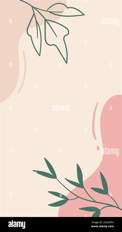 Abstract organic floral vector template for social media stories. Trendy hand drawn minimal ...