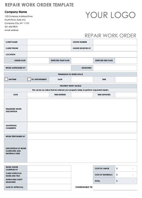 Job Order Form Template Excel