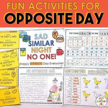 FREE Opposite Day Activities by Joy in the Journey by Jessica Lawler