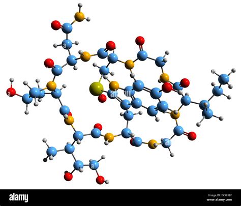 3D image of alpha-Amanitin skeletal formula - molecular chemical structure of amatoxin isolated ...