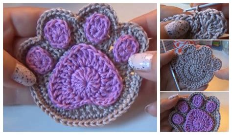 Crochet Paw Print Applique Free Pattern-Video | Paw crochet, Crochet coaster pattern, Crochet ...