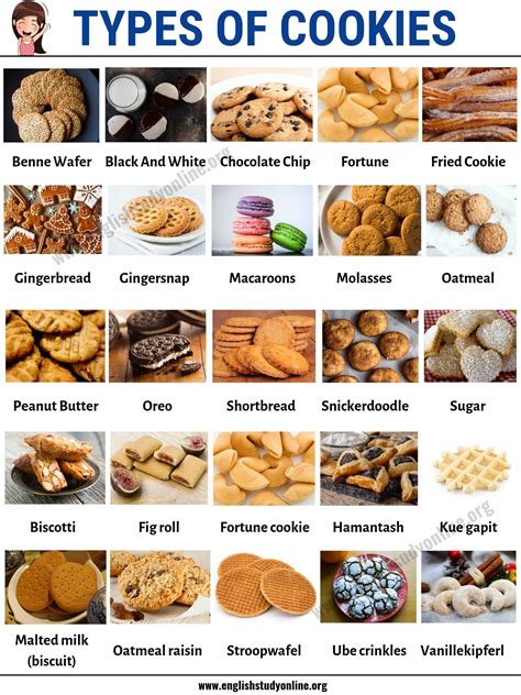 Types of cookies list of 25 popular cookie types in english – Artofit