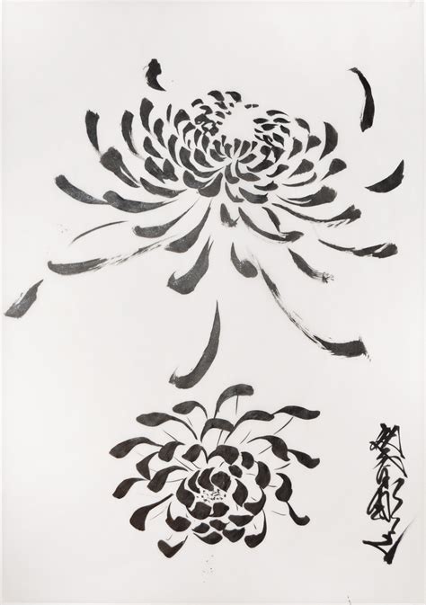 Ink Painting Style Chrysanthemums by Horiyoshi III (Ref#: JPR5806 ...