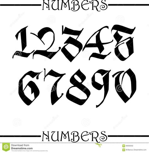 Illustration about Set of gothic style numbers. Illustration of elegant, background, clip - 693 ...