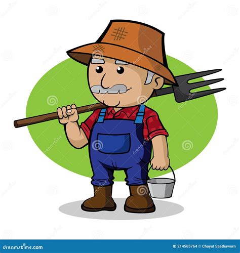 Cartoon Old Man Farmer Character. Stock Vector - Illustration of farm ...