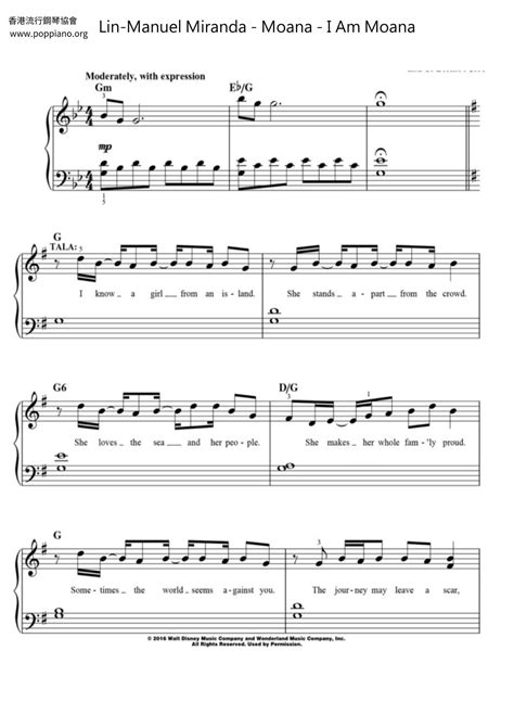 Movie Soundtrack-Moana - I Am Moana Sheet Music pdf, - Free Score Download ★