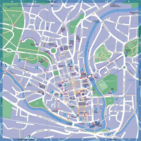 Stadtplan von Bath | Detaillierte gedruckte Karten von Bath ...