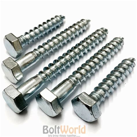 M10 / 10mm HEX HEXAGON HEAD WOOD SCREW COACH SCREWS BOLTS ZINC PLATED ...