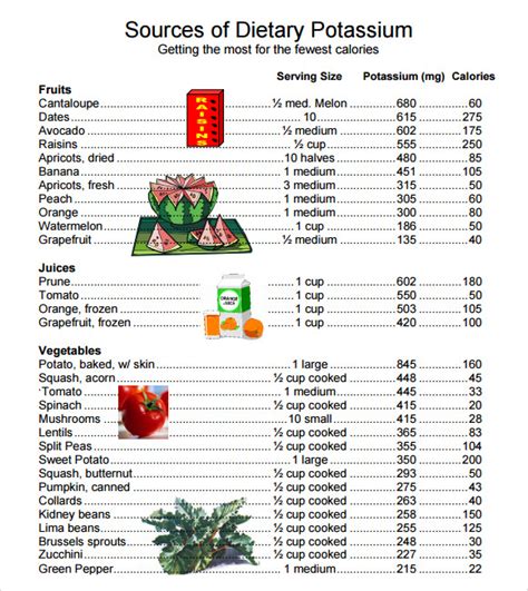 Potassium Rich Foods Chart Printable Potassium Rich Foods Potassium ...