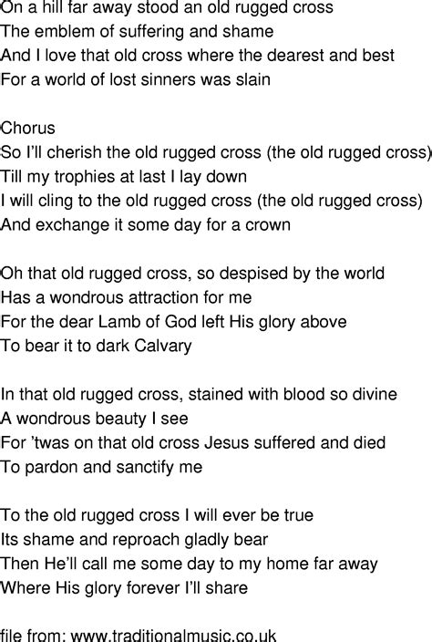 Old-Time Song Lyrics - Old Rugged Cross