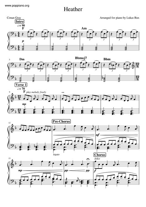 Conan Gray-Heather Sheet Music pdf, - Free Score Download ★