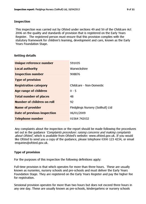 Ofsted Report - Fledglings Nursery