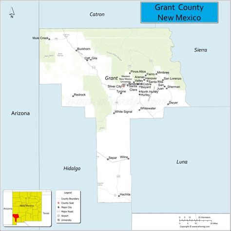 Map of Grant County, New Mexico - Where is Located, Cities, Population, Highways & Facts