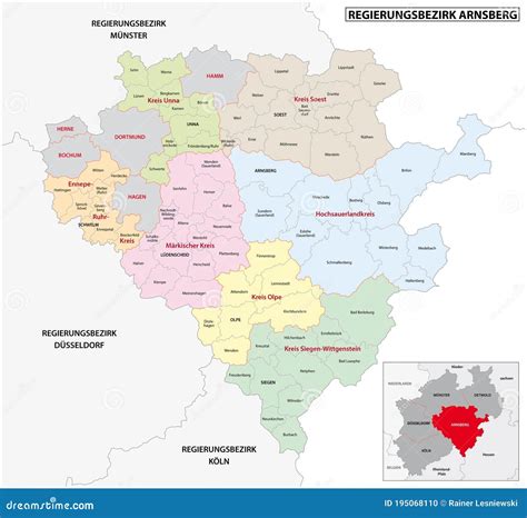 Administrative Vector Map of the Arnsberg Region in German Language ...