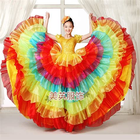 Festival Prom flamenco Costumes Female Paso Doble Wear Choral Dance Clothes Folk Dance Sequined ...