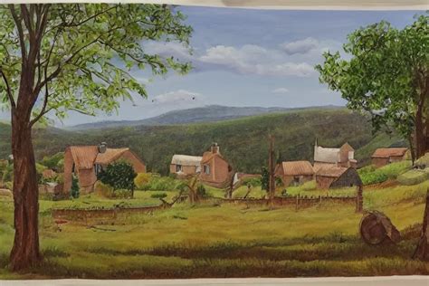 painting of a wide shot of a rural countryside village | Stable Diffusion