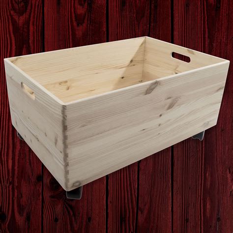 Extra Large Wooden Pine Crate Open Storage Box on Wheels Unpainted ...