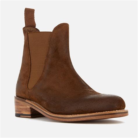 Grenson Women's Nora Burnished Suede Chelsea Boots in Tan (Brown) - Lyst