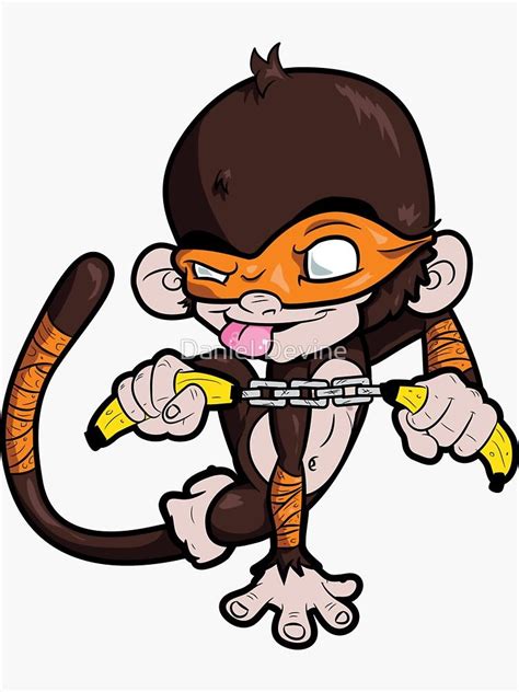 Ninja Monkey Sticker by Danny Devine | Monkey sticker, Cartoon monkey, Monkey logo