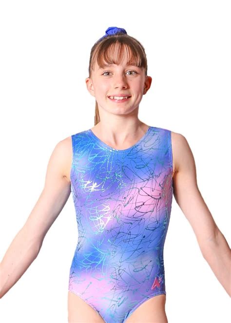 SCRIBBLE - SP-L89: - Girls Sleeveless Gymnastics Leotard in Scribble - A Star Leotards