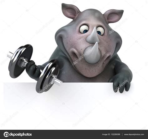 Cartoon character holding dumbbell Stock Photo by ©julos 132289388