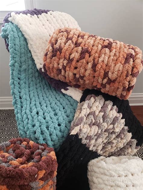 Chunky Blankets. Bernat Yarn. Cozy Throws. Branch Handmade. | Etsy