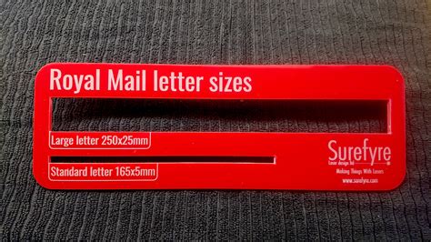 Royal Mail letter sizing tool - Surefyre Laser Design Ltd