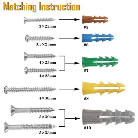 HongWay 370pcs Plastic Drywall Wall Anchors Kit with Screws, Includes 5 Different Assorted Size ...