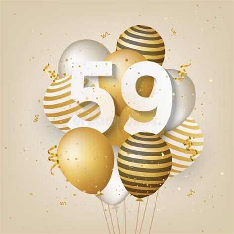 Happy 59th Birthday with Gold Balloons Greeting Card Background. Stock Vector - Illustration of ...