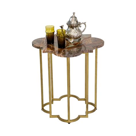 Gold Metal & Marble Top Accent Table By Sheherazade Home