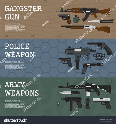 Weapon Poster Gangster Gun Police Weapon: vector de stock (libre de ...