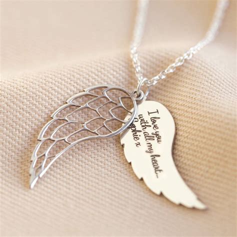 Personalised Sterling Silver Wing Charm Necklace By Lisa Angel