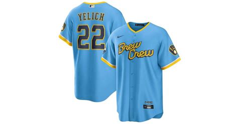 Nike Synthetic Christian Yelich Powder Blue Milwaukee Brewers 2022 City ...