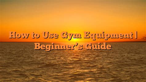 How to Use Gym Equipment | Beginner’s Guide – Lean, Fit, Wellness