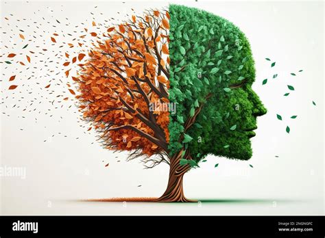 The shedding of leaves from a tree that is turning brown is a representation of Alzheimer's ...