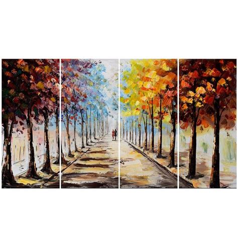 Walk In The Park Canvas Oil Painting | 4 Piece | 3501 | Landscape ...