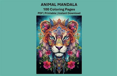Best Seller 100 Animal Mandala Coloring Pages Adult and Kid Coloring Pages Printable Digital ...