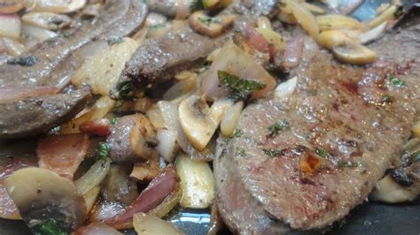 Paleo Grass Fed Beef Liver and Onions with Bacon Mushrooms and Mint