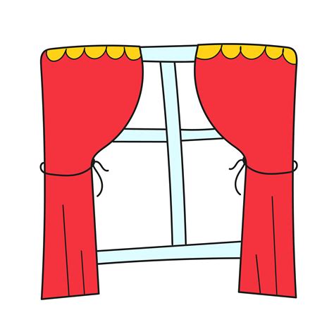 Simple cartoon icon. Illustration of isolated a closed window with red curtains 4597934 Vector ...