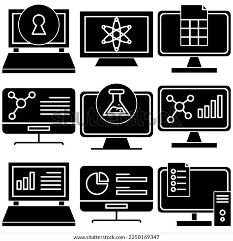 Computer Lab Icon Set Glyph Style Stock Vector (Royalty Free ...