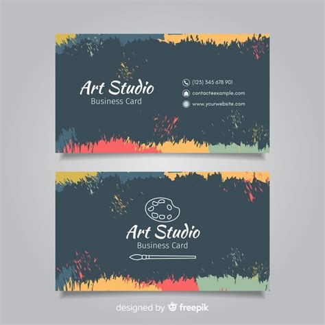 Premium Vector | Blackboard art studio card template | Дизайн карты, Визитки, Шаблоны визиток