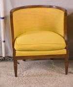 Pair of curved back accent chairs with gold fabric; 68-2752 - R.H. Lee & Co. Auctioneers