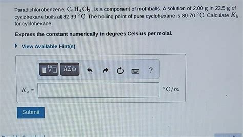 Solved Paradichlorobenzene, C6H4Cl2, is a component of | Chegg.com