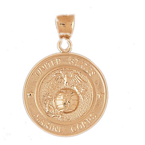 14K Gold US Marine Corps Medallion Pendant