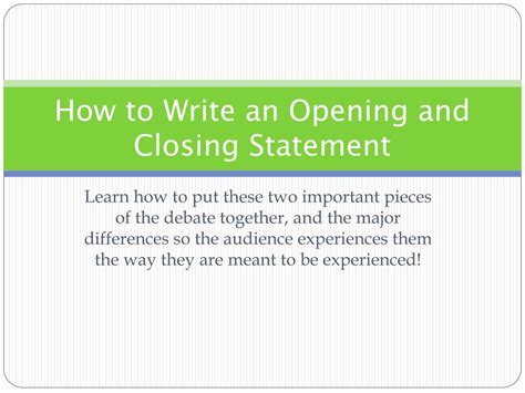 PPT - How to Write an Opening and Closing Statement PowerPoint ...