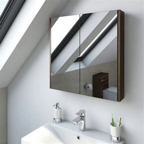 Walnut 2 Door Bathroom Mirror Cabinet | VictoriaPlum.com